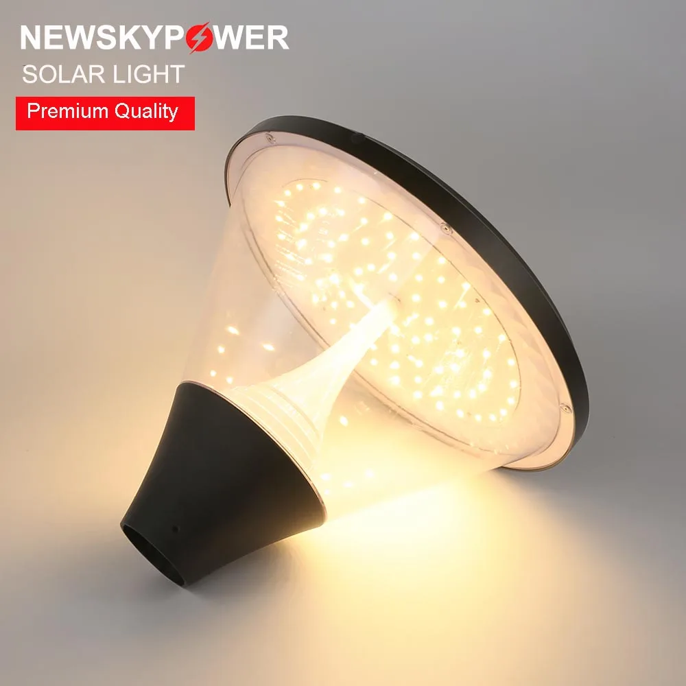 Landscape Outdoor Lawn lamp waterproof IP65 driveway Yard lighting round pole street post top Light Led Solar Garden Light