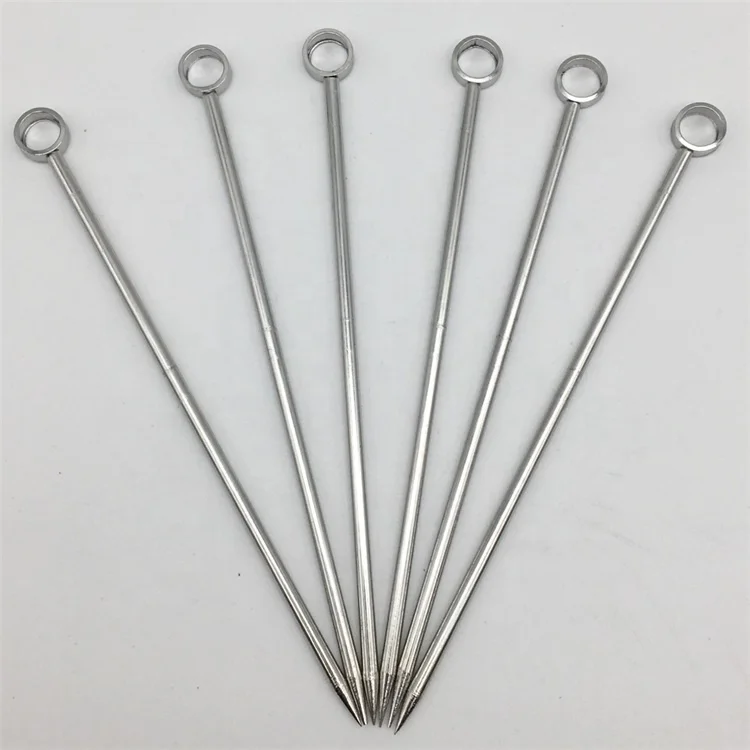 4' Metal Stainless Steel Bartender Essentials Cocktail Olive Martini Appetizer Fruit Glass Pick Stick Stirrer Prod Sword Set