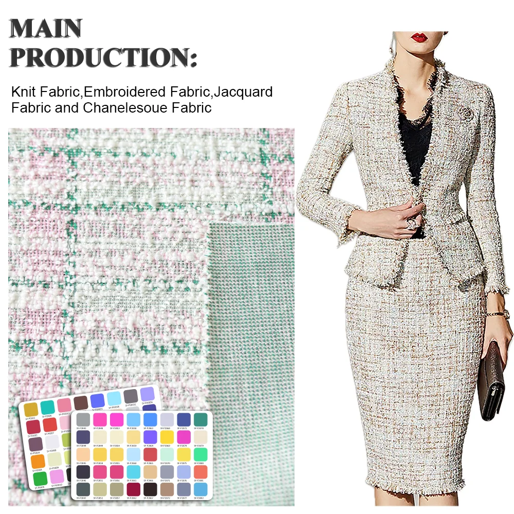 tweed fabric colorful dark Tweed 295gsm classic warm knitting tweed fabric for women coats