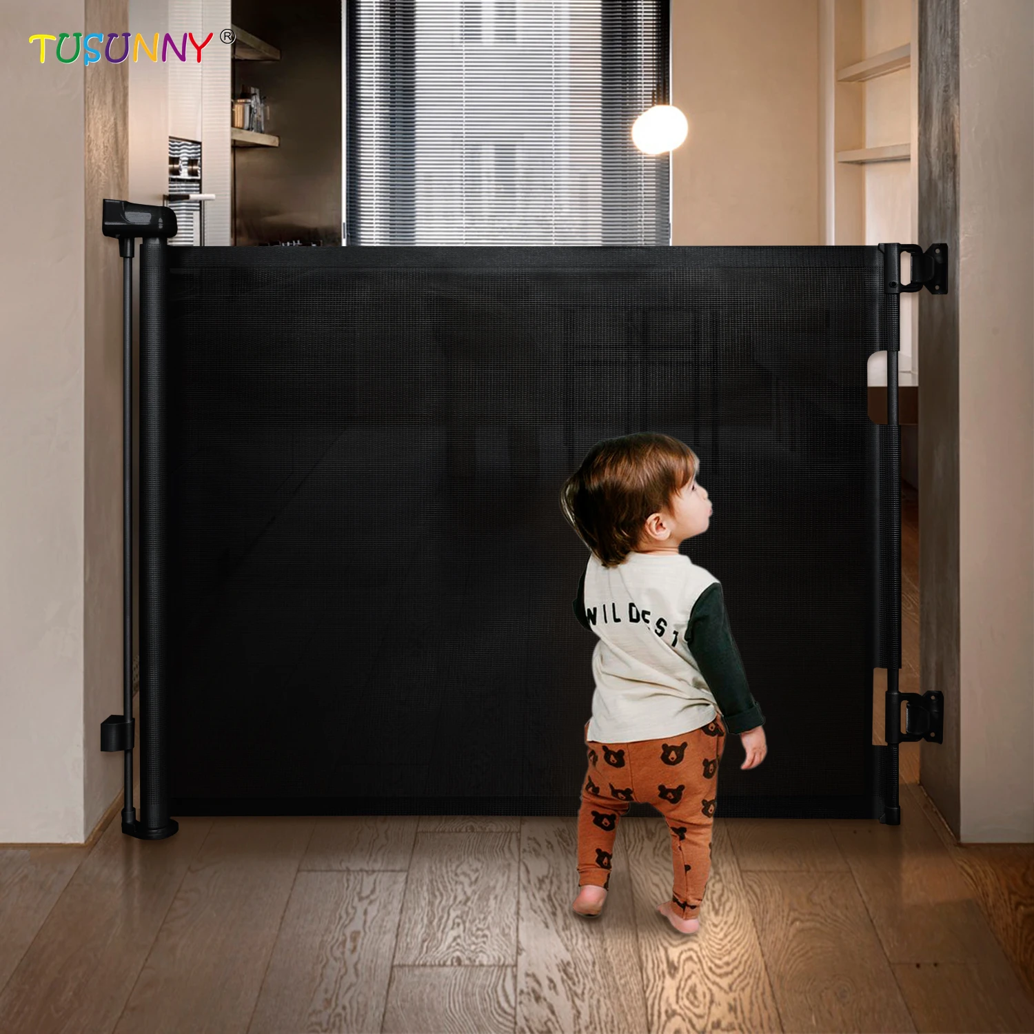 EN/ASTM Certified Retractable Extra Wide Child Safety retractable Baby Gate for Indoor  Outdoor Retractable Mesh Gate Dog Gate