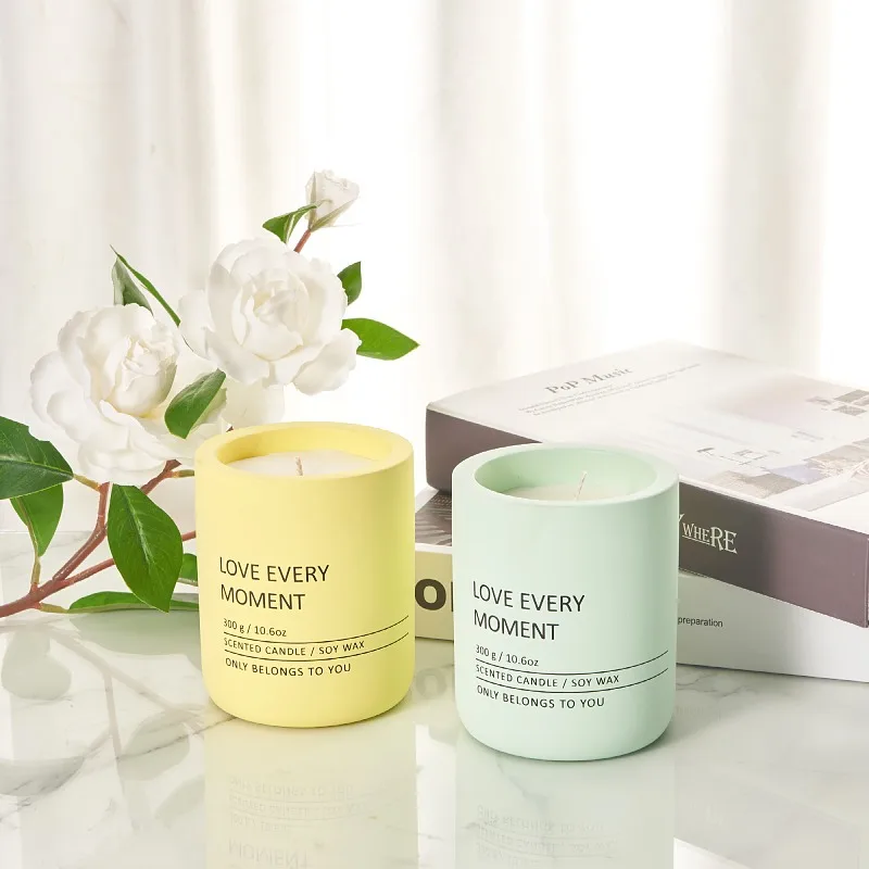 Wholesale Private Label Modern Ceramic Embossed Glass Cup Holder Vessel Jar Scented Candle