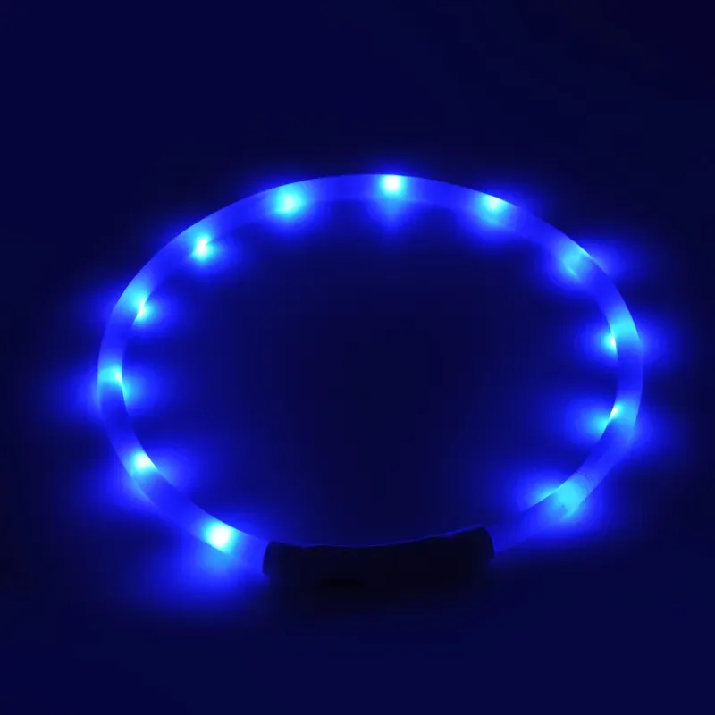 OKKPETS Now Product Colorful Silicon Rechargeable Luxury LED Dog Accessories Night Pet Products Dog Collar Light