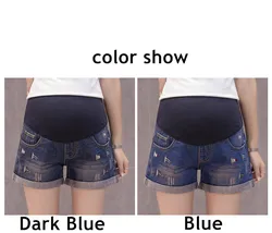 Модные джинсовые шорты с вышивкой для беременных женщин