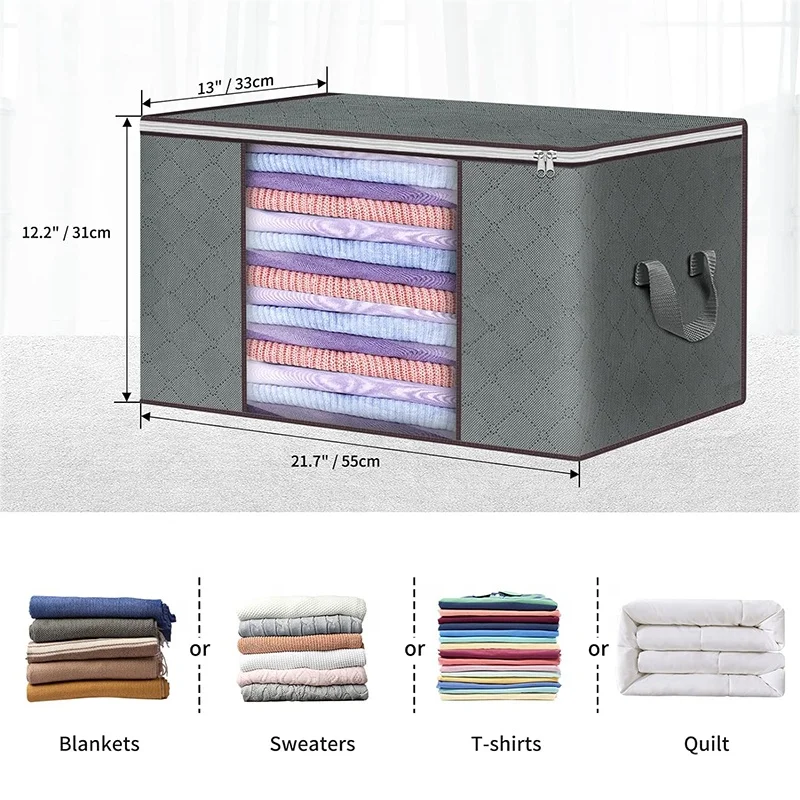hot sale large capacity bag clear window folding clothes storage organizer fabric under bed storage bag