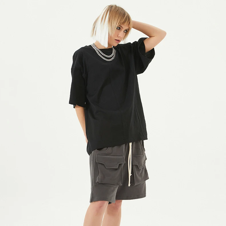 Mens Clothing Cheap Stone Wash Black Streetwear Oversize Poly Blend Custom Printing T Shirt