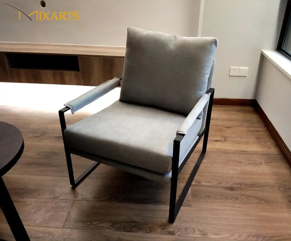 
Modern designer metal living room single armchair leather leisure lounge arm chairs 