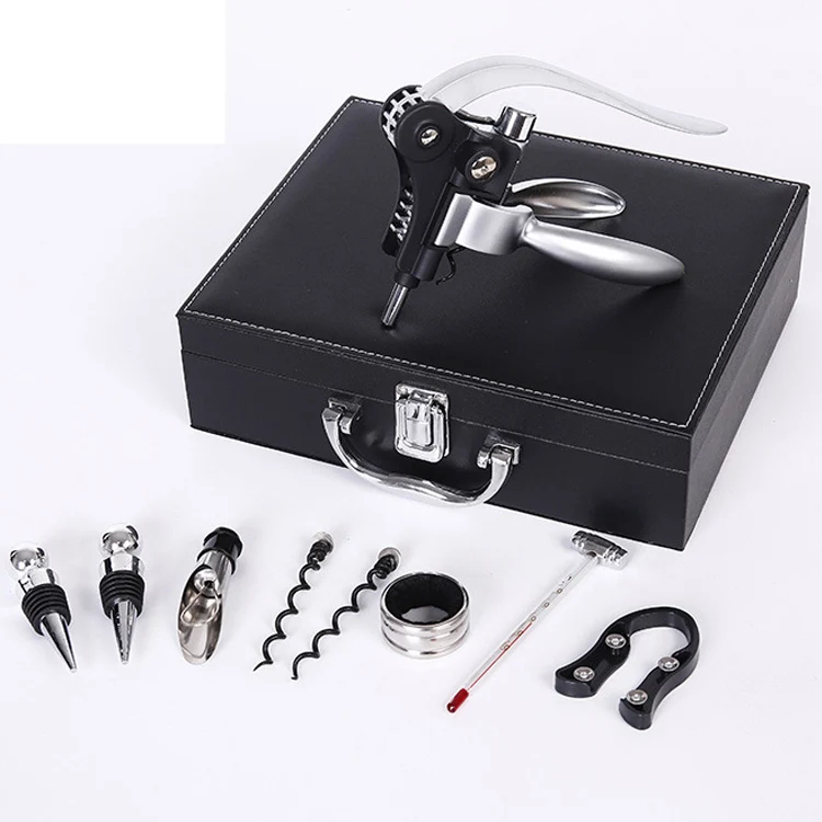 Stainless Steel Wine Bottle Opener Manual Vertical Lever Corkscrew Wine Accessories Set Wine Corkscrew With Foil Cutter Tool Set