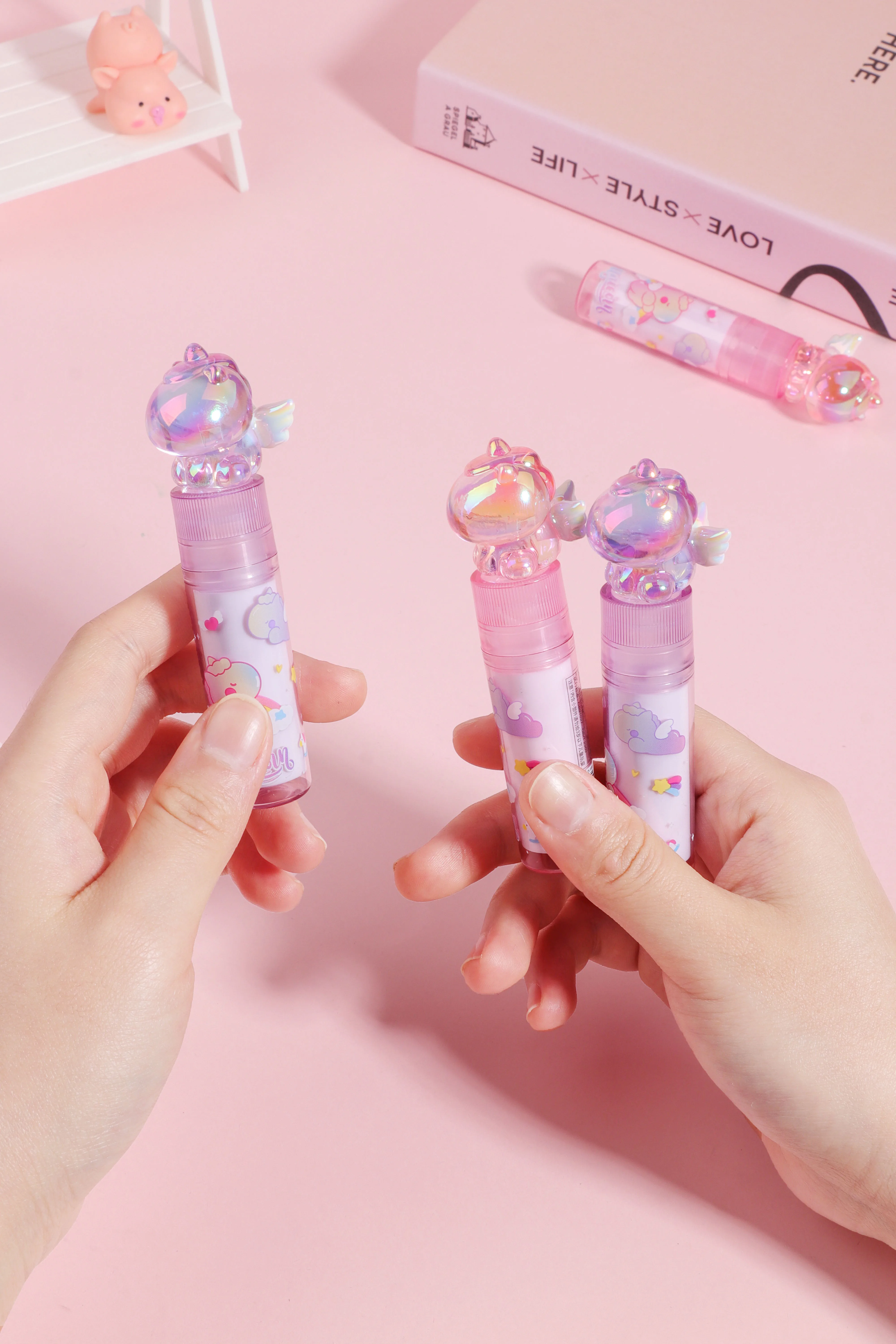 kawaii school stationary accessories cute kids Cute Colorful Shareware crystal horse Lipstick eraser for children