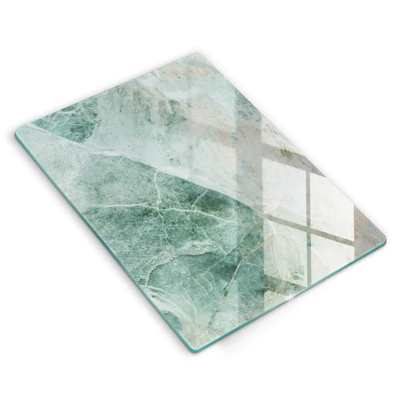 Stone Structure Tempered Glass Splashback as Splash Guard Backsplash Panel in Kitchen with Green Culinary Decor