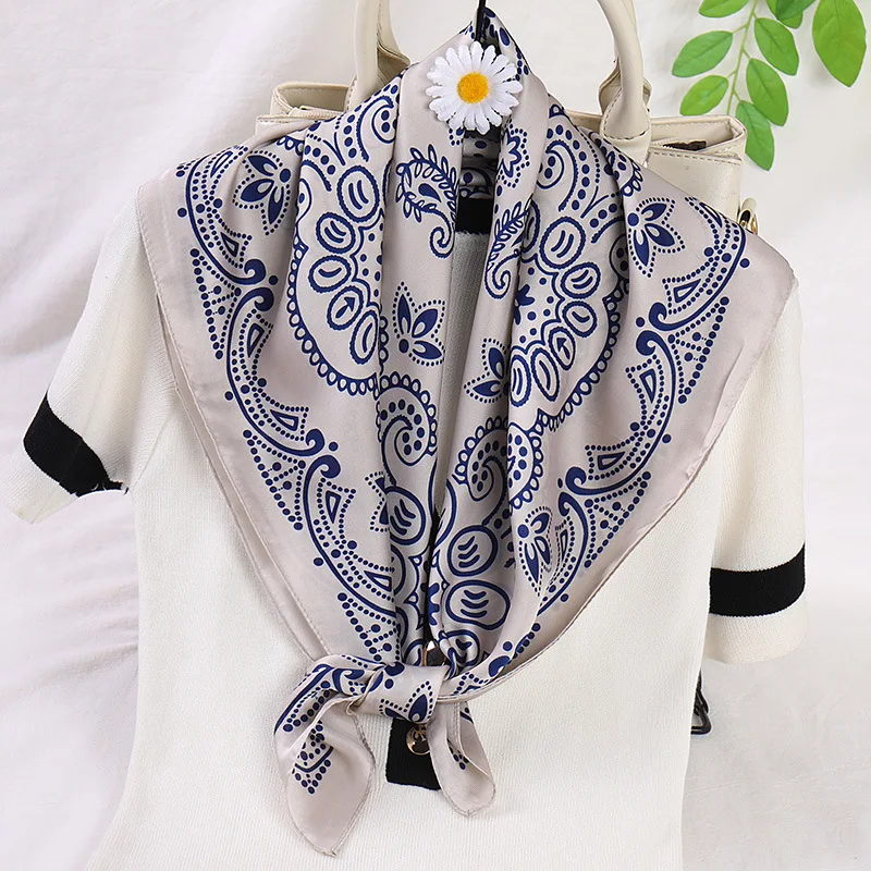 2022 Cashew Print Scarf Women Small Narrow Skinny Silk Scarfs Female Bags Ribbon Tie Band Neck Scarves