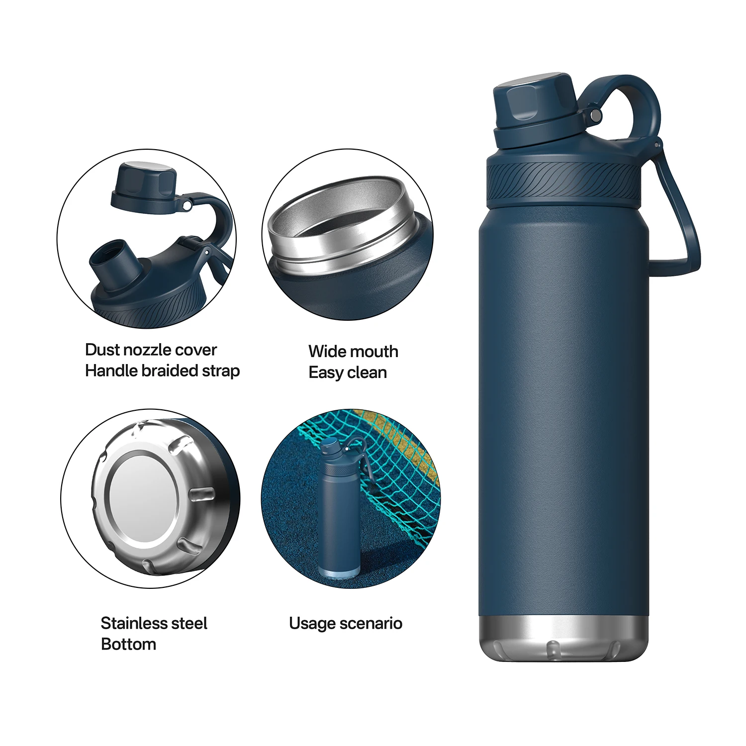 wholesale custom logo hot selling insulated stainless steel custom sports thermos water bottle sport waterbottle