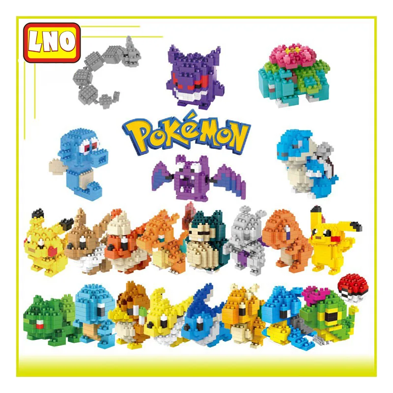 Wholesale Pokemoned Pikachu Building Blocks ABS Model Toy Set Educational Puzzle Stress Relief Blocks for Kids Anime Style