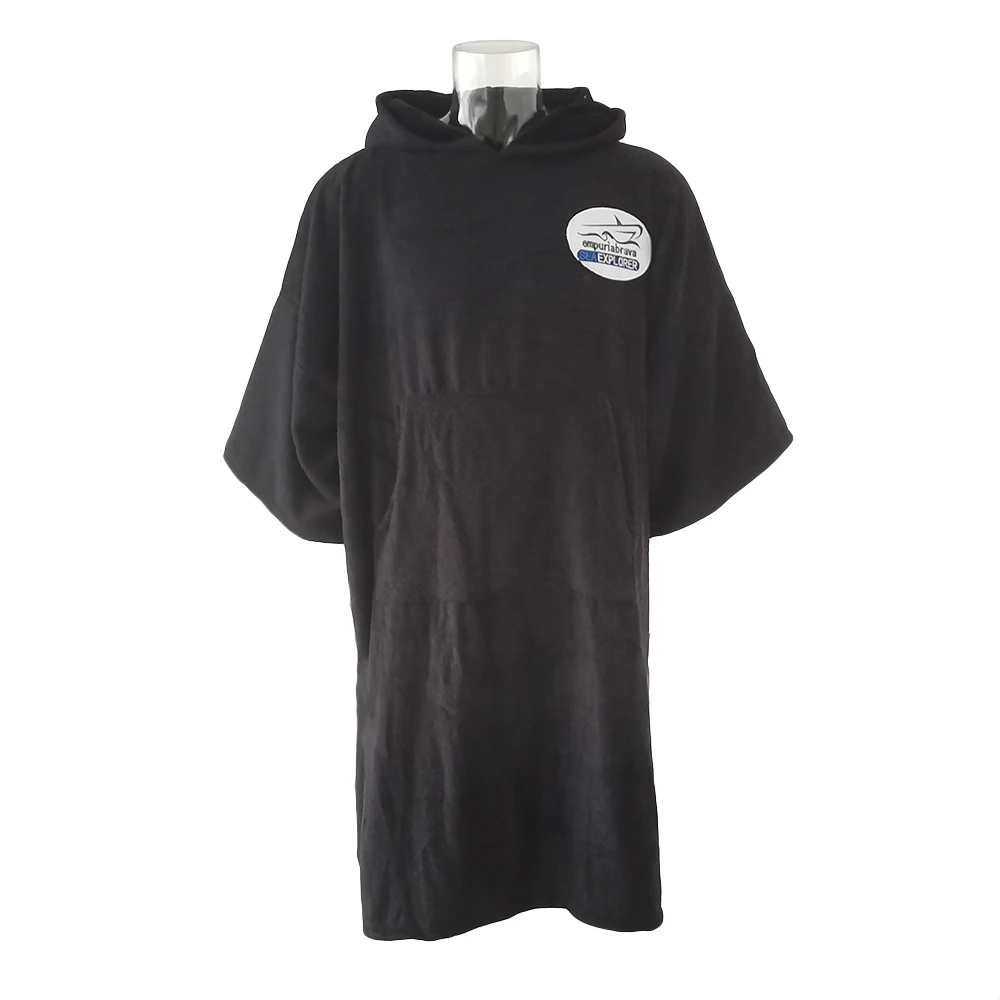 Custom High Quality Adults Cotton Hooded Surf Poncho Beach Towel Kids Swimming Bath Pool Absorbent Dry Change Robe For Men Women