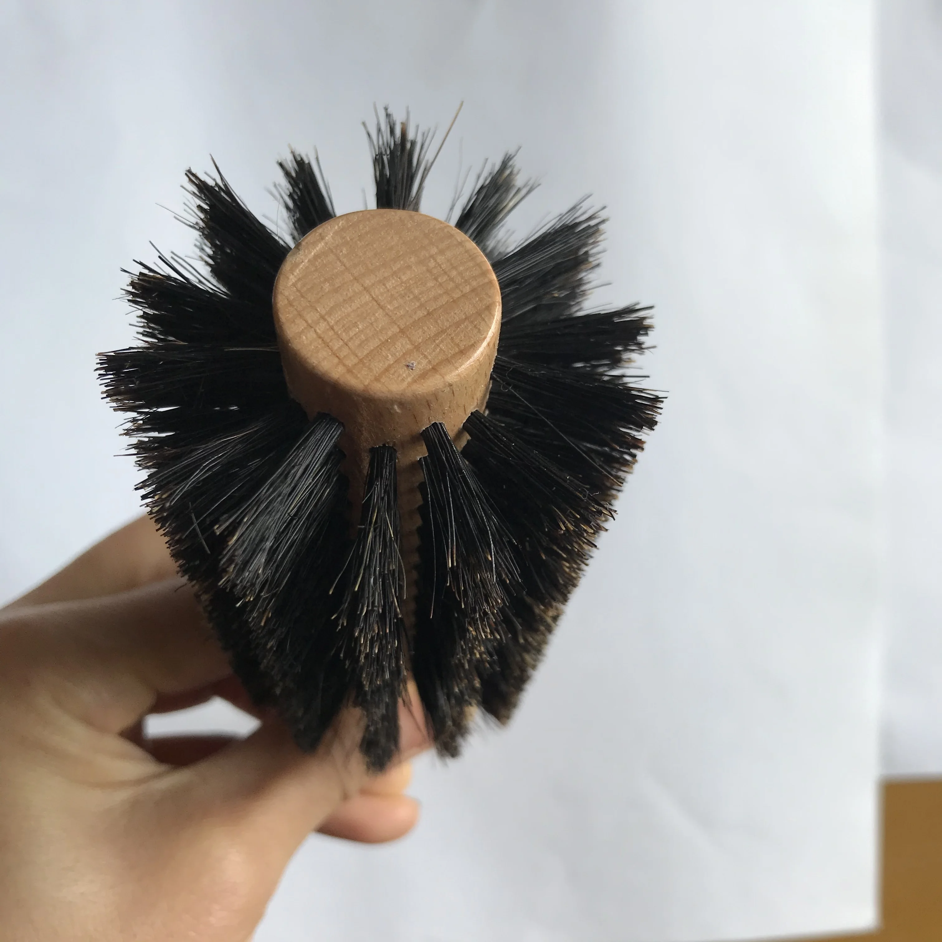 Professional Black Hog Mane Boar Bristle Round Wooden Barrel Rolling Style Hair Brush Factory