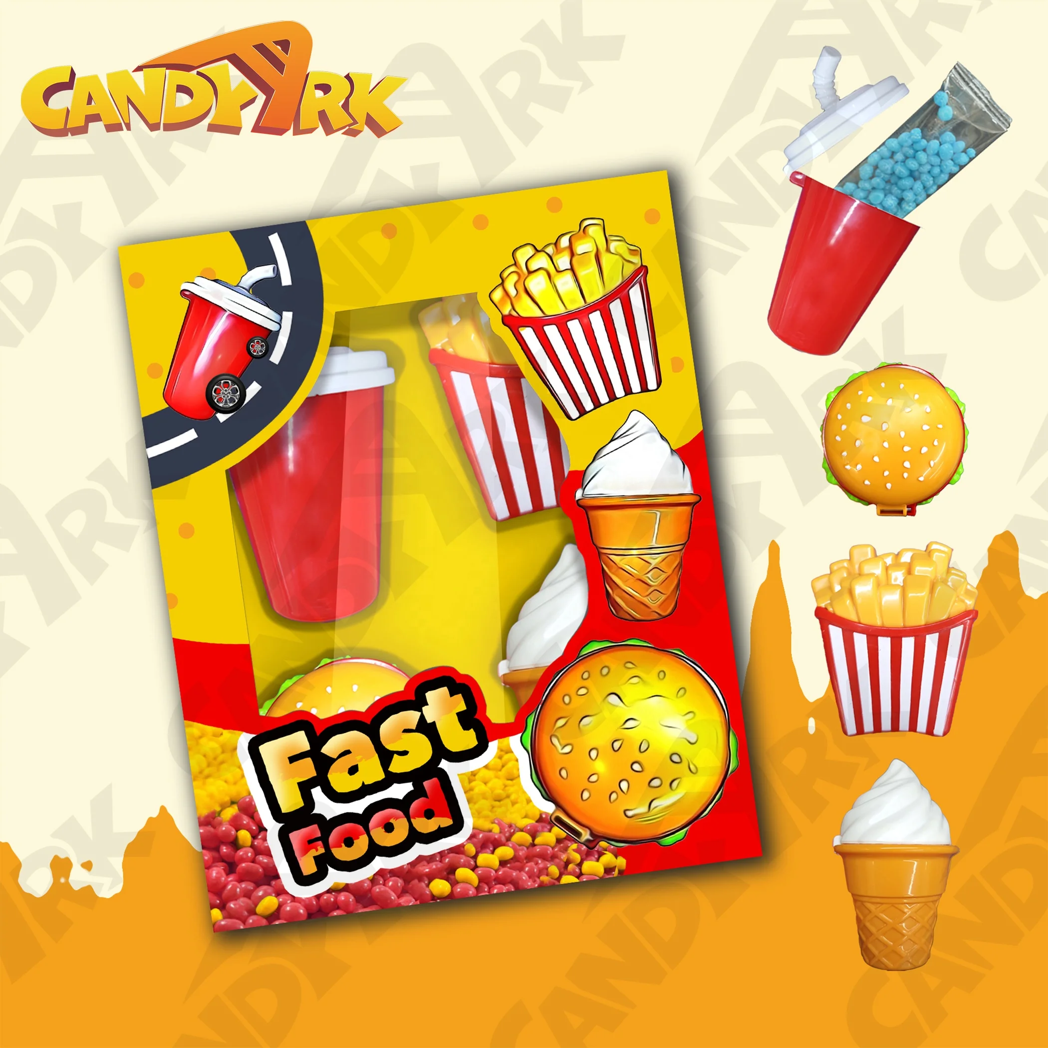 New arrival kids toy lovely fast food shaped pullback car with candy