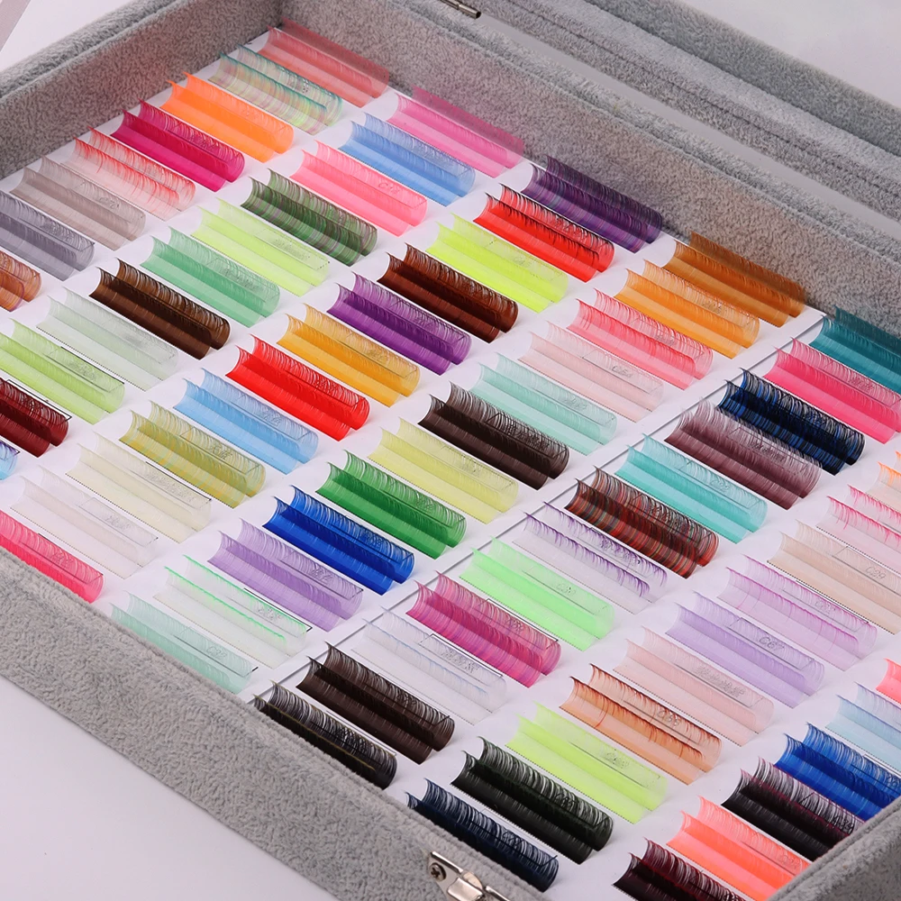Individual Colored Eyelashes Natural False Mink Eyelash Extension Yellow Purple Blue Brown Green Red White Pink Color Lashes