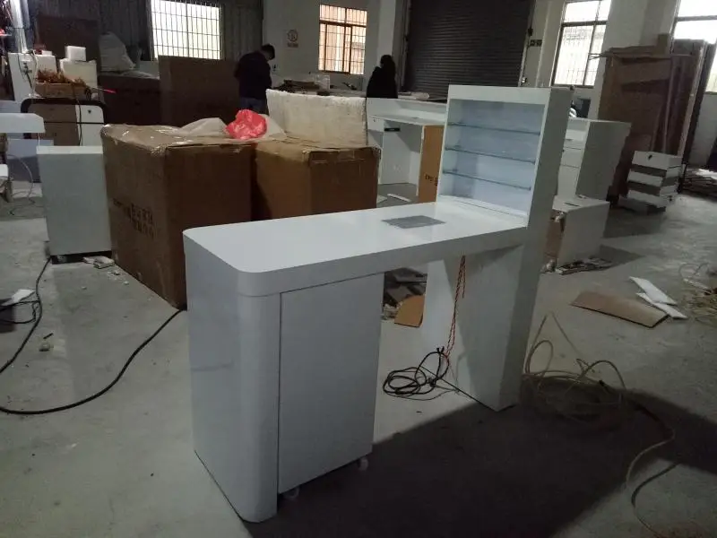 2020 Classic French Style White High Gloss Manicure Table  Nail Table With Dust Collector