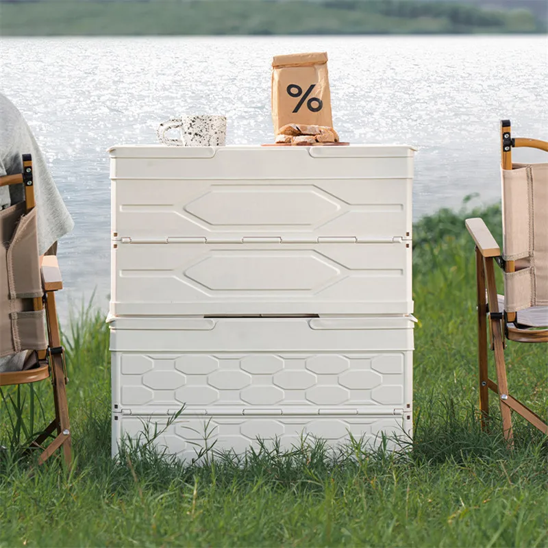 Space Saving plastic portable Storage Container Camping foldable Box Large folding Picnic Basket with Handle and Lid