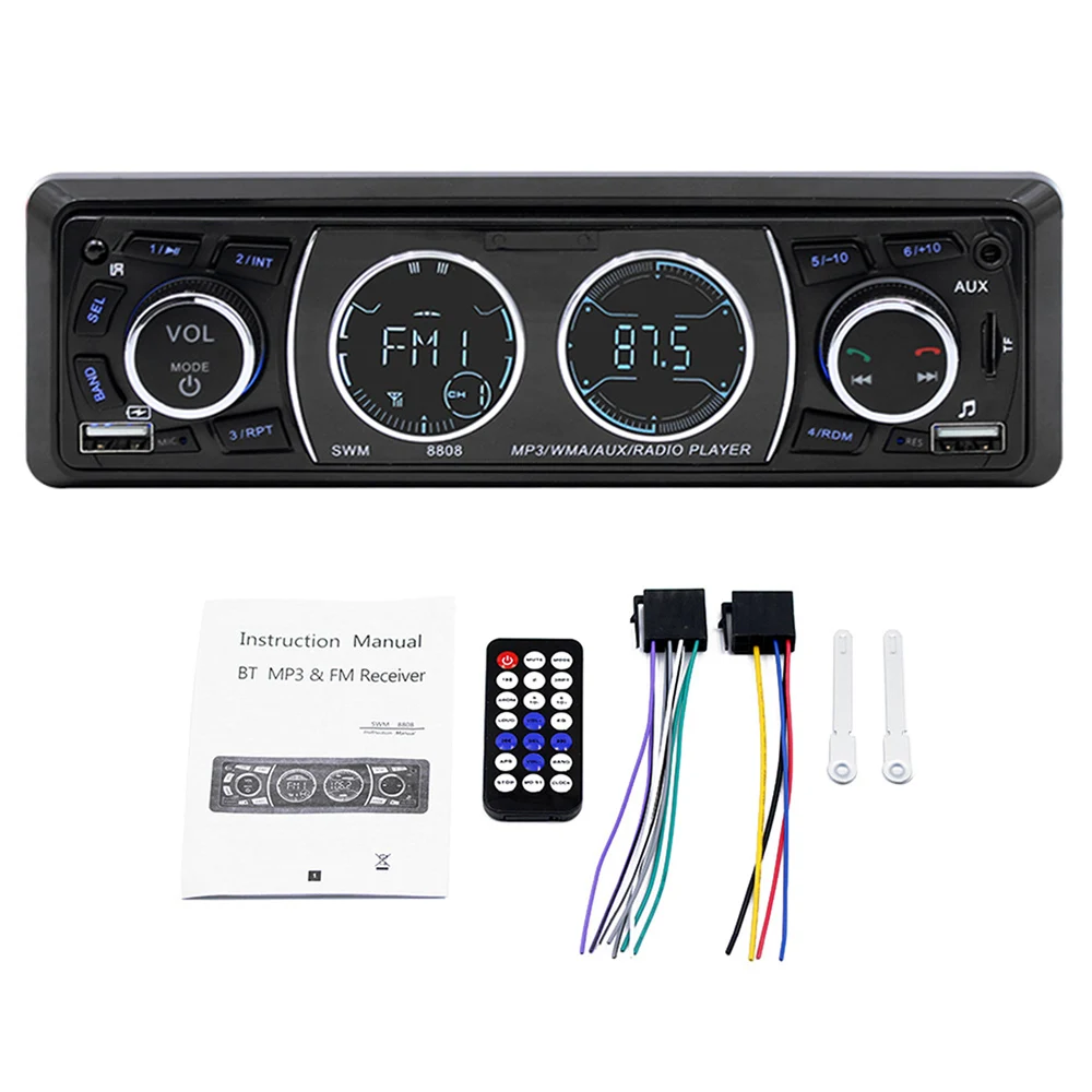 Car MP3 Player Stereo Autoradio Car Radio 1 Din BT 12V FM Card/U Disk AUX Input and Double LED Segment  Displays