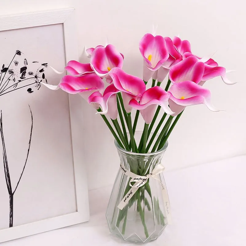 Mini PU  Calla Lily Simulation Flower Wedding Dining Table Home Decoration Photography Props