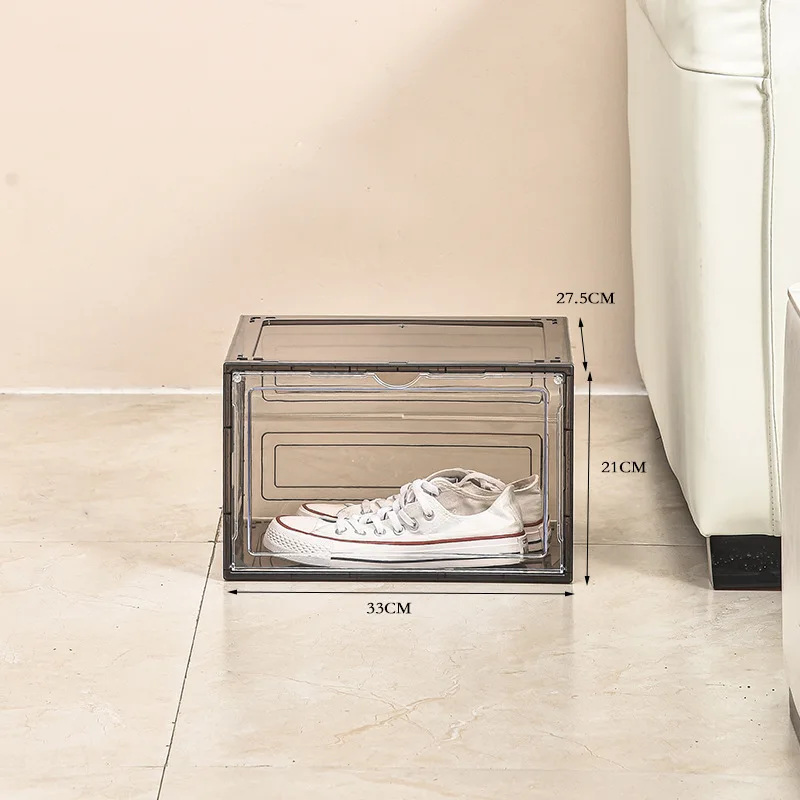Shoe storage foldable sneaker box plastic case storage box shoe box storage with led