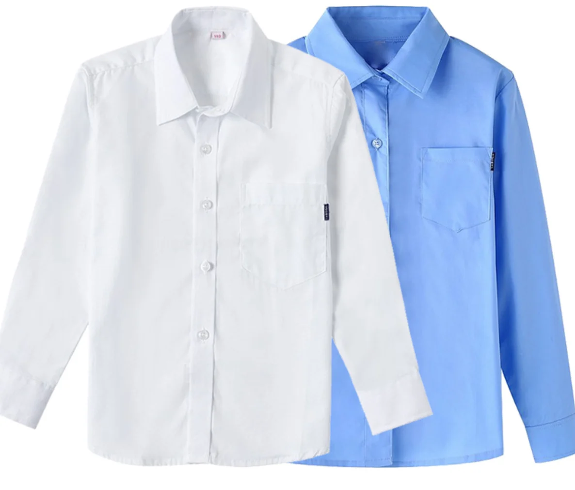 High Quality Polyester / Cotton Boys And Girls Kids White Blue School Shirts