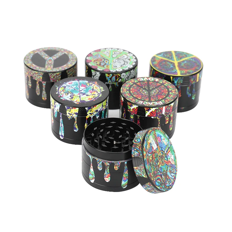 New black color printing metal herb grinder custom logo design 50mm tobacco grinder