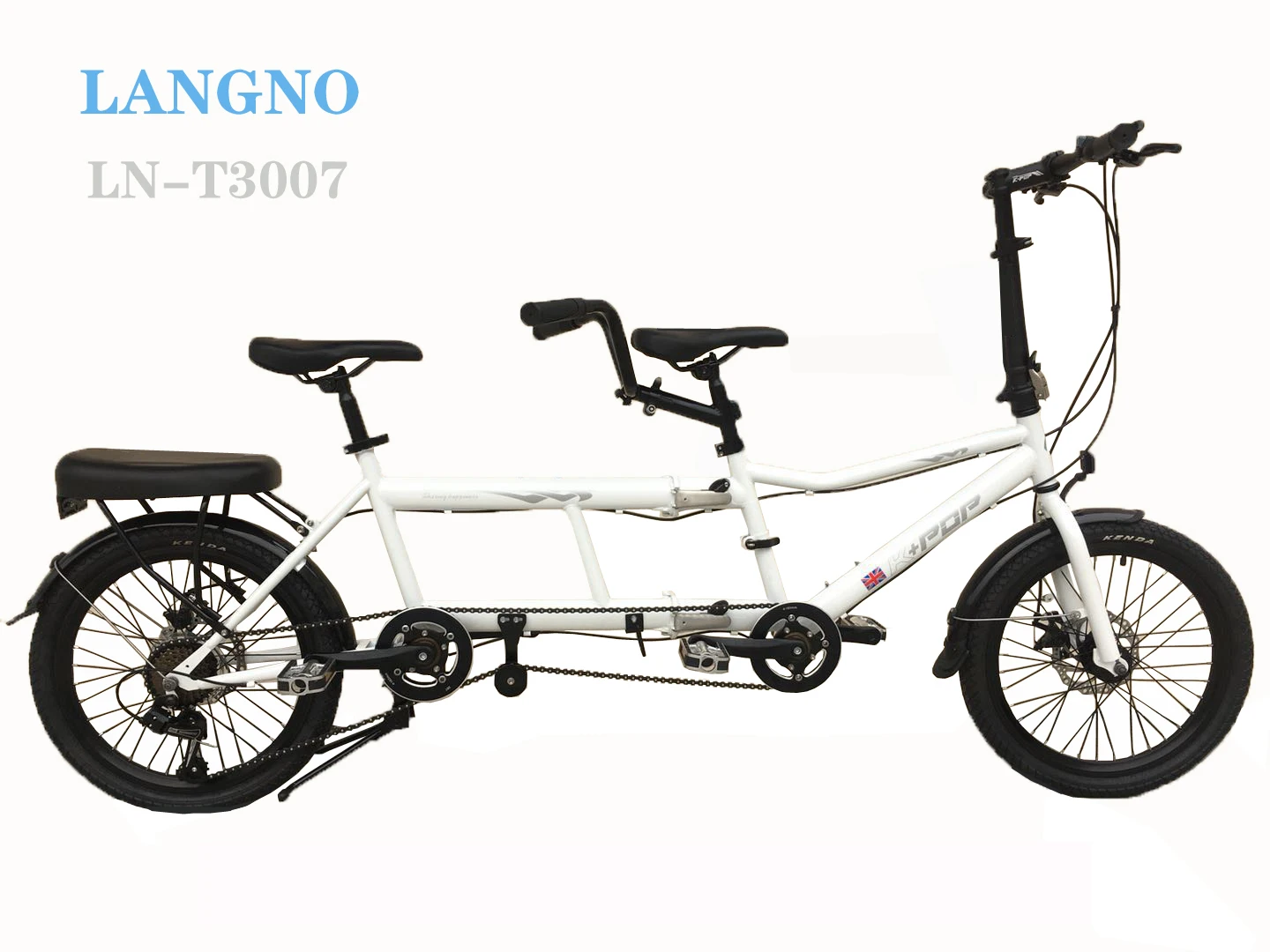 
20 Inch Double Folding Bike High carbon Steel Frame Family Bicycle Tandem bicycle 
