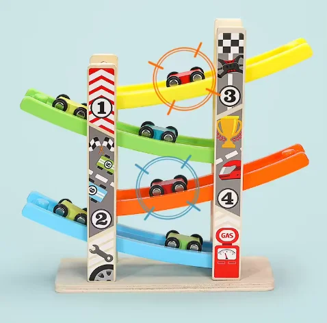 Baby wooden toys educational children car board game children fun car racing speed racing track car game toy set