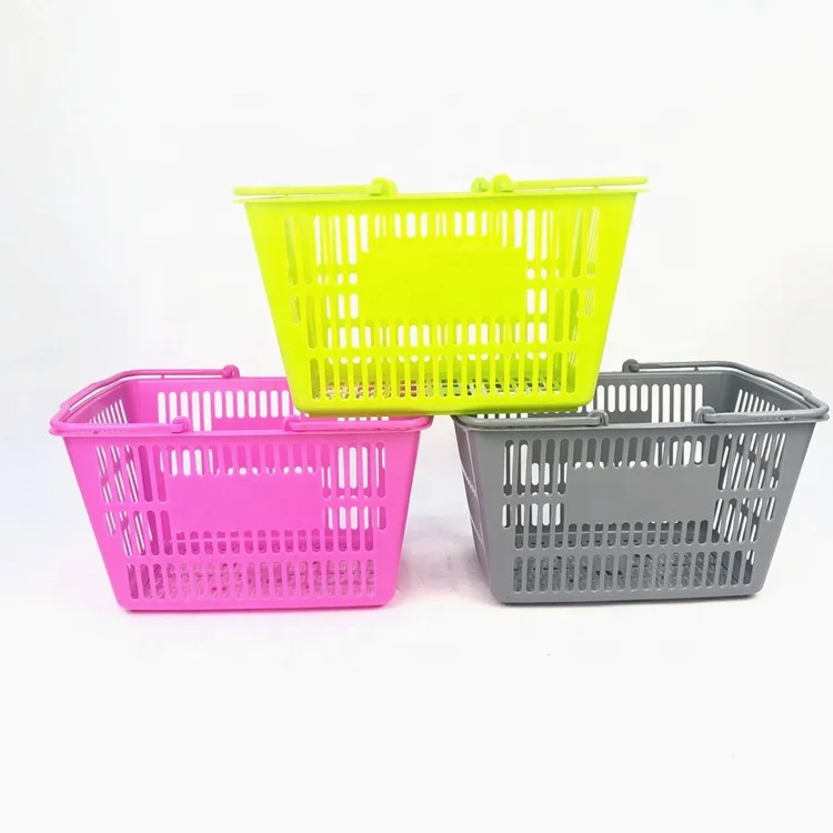 Hot sale eco-friendly mini 10L supermarket grocery 2 handles PP plastic shopping basket