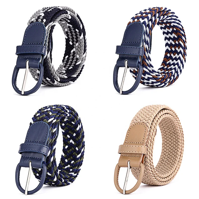 Unisex Multi-color Adjustable Web Woven Elastic Prevent Allergy Braided Stretch Belt for Woman Man