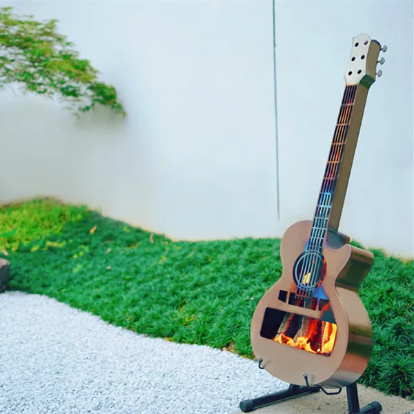 Popular Fire Pit Guitar shape for outdoor camp, aluminum alloy material