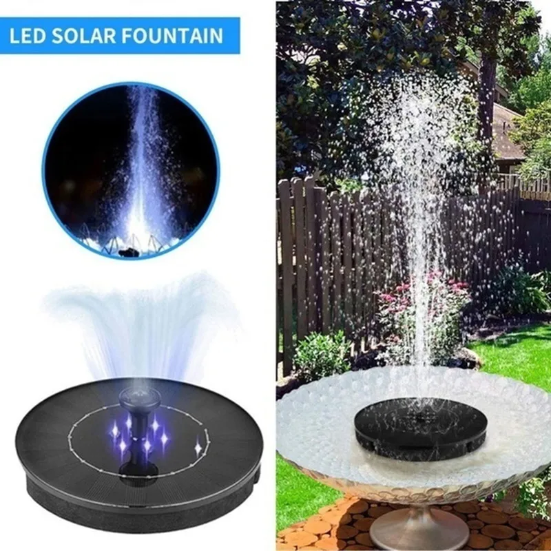 9VDC 2.4W 70CM 150LPH Outdoor Indoor Floating Solar Powered Water Fountain Factory with LED lights And Battery for Garden Pool