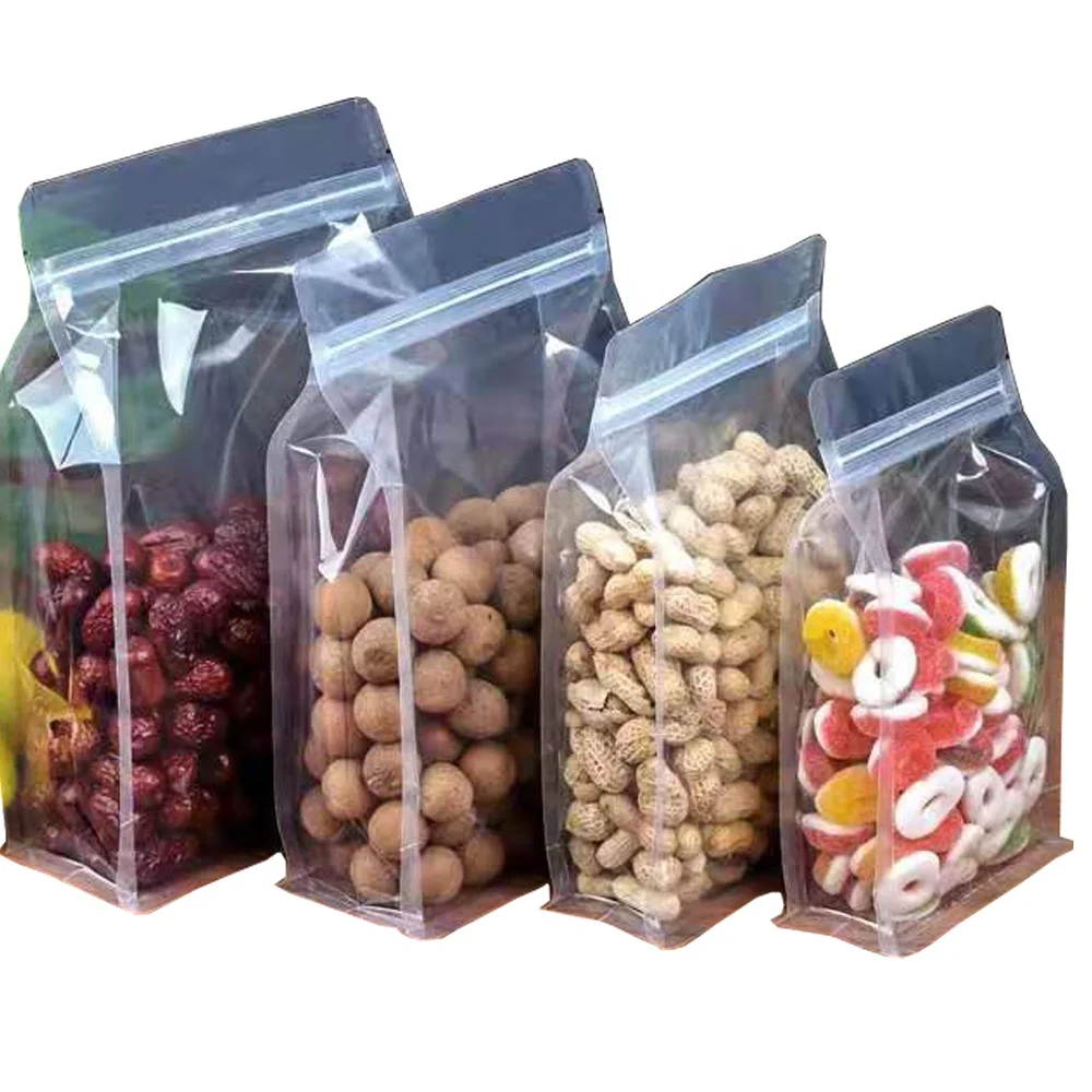 Clear Plastic Zip Lock Stand Up Bag Self Seal Resealable Reusable Food Snack Candy Tea Coffee Storage Packaging Pouches