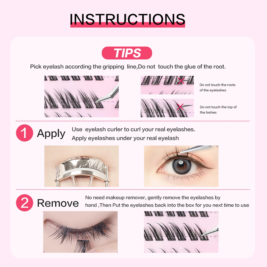Korean Pbt Self Adhesive Pre Bond Cluster Lash Wholesale Customizable DIY Cluster Lashes Private Press-On Lashes