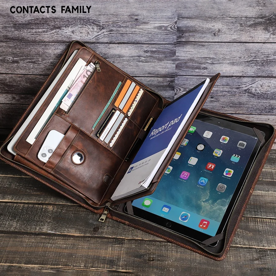 CONTACTS FAMILY Tablet Case Zipper Leather Tablet Briefcase Bag For iPad Pro 12.9 Case Custom Business Flatbed Portfolio CF2035R