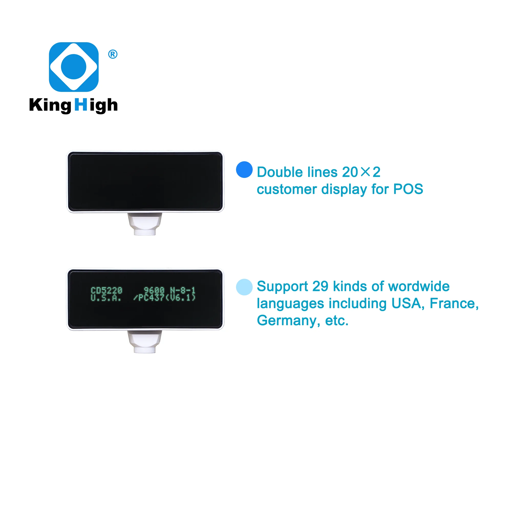 Производитель Китай PD220 ЖК-дисплей экран ESC POS 29 видов языка VFD для