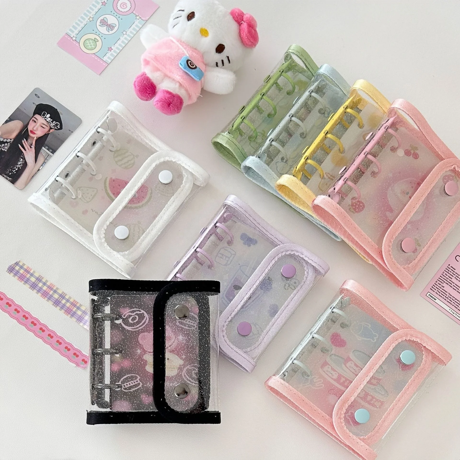 Корейский большой 3-дюймовый мини-папка для фотосъемки ноутбука бумажник с 3 кольцами ПВХ мини-Папка со вставкой Страница держатель карт карман