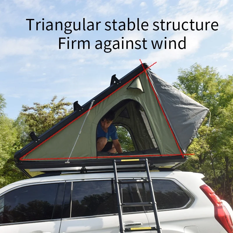 Hard Shell Aluminium Camping Outdoor Triangle Tent 3-4 Person 4x4 offroad car Rooftop Tent