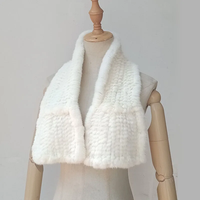 Hot Sale Lady Short Style 100% Genuine Fur Scarves Women Winter Knitted Real Mink Fur Scarf Shawl Natural Warm Mink Fur Scarf