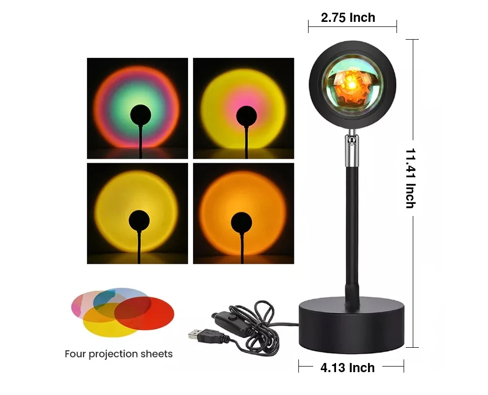 Nordic Ambient Smart Lighting 180 Degree Rotation Led Rainbow Sunset Projector Lamp For Bedroom