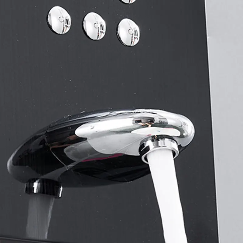 ROVATE Shower Panel Stainless Steel Wall Mounted LED Black Shower Column Set Bathroom Massage Shower Wall Panel Column Tower