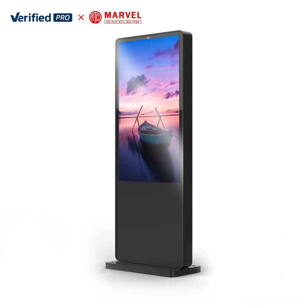 Waterproof Ip65 High Brightness 55 65 75 Inch Smart Display Advertising Bus Solar LCD Display Advertising Outdoor Kiosk Screen