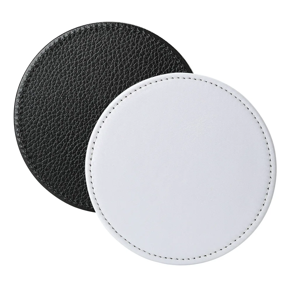 High Quality Diy Custom Heat Transfer Cup Mat Home Decor Personalized Pu Leather Sublimation Blank Coffee Tea Cup Mats Coasters