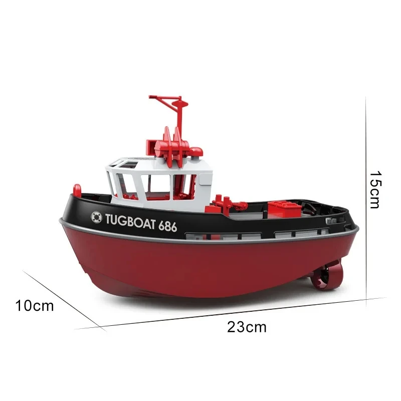 RC Boat Tugboat with LED Lights Dual Motor Design 2.4Ghz RC Harbor Working Boat Electric Remote Control Tugboat for Adult Kids
