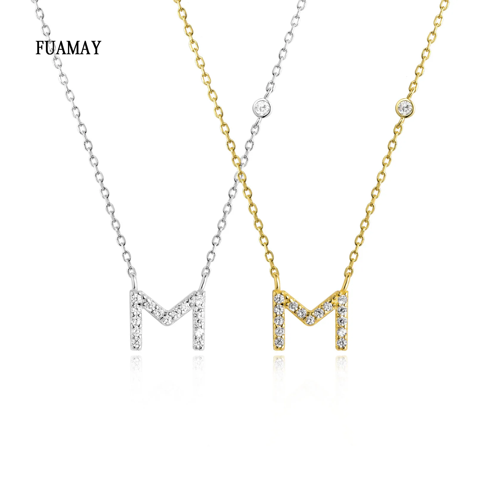 FUAMAY Dainty Women Letter Necklace 925 Sterling Silver A M S Letter Initial Necklace