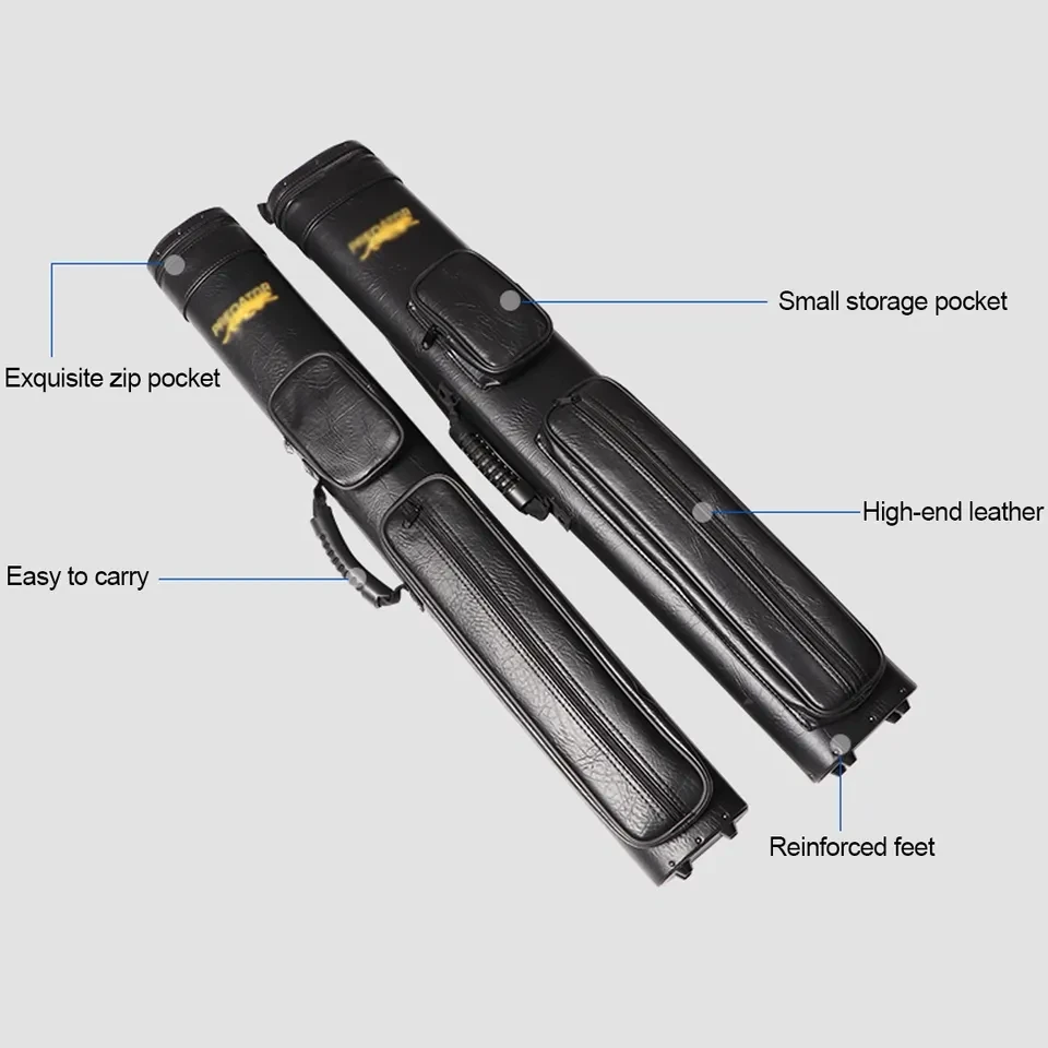 Customizable1/2 Split  Pool Cue Case Bag Soft Carry Sturdy Wear Resistant Embroidery PU Leather 2 Holes/ 4Holes / 6Holes