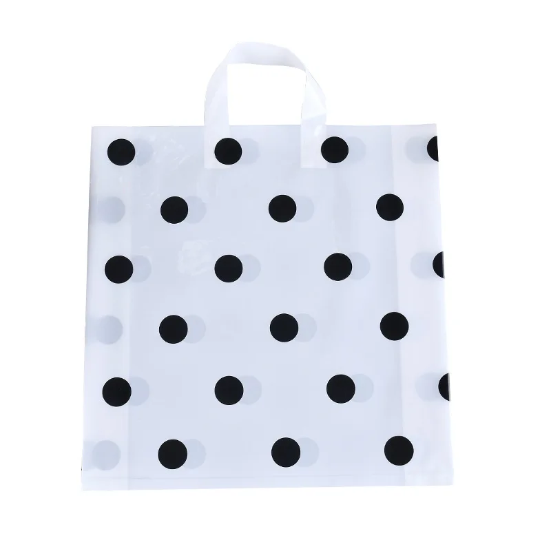 
Spot classic small dots PE frosted plastic tote bag clothing store with hand gift packaging shopping custom plastic bag 