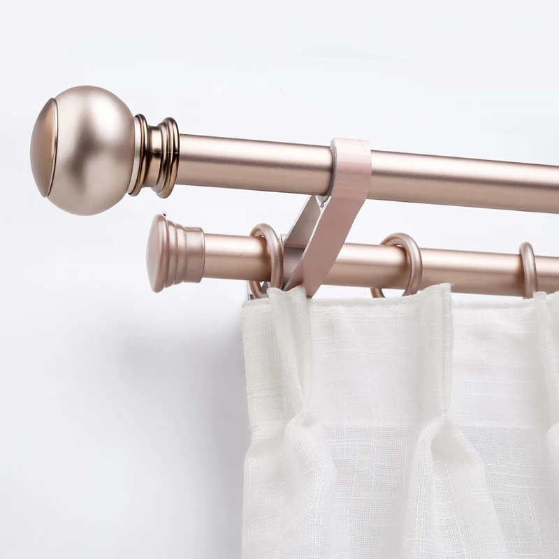 IKSUN Wholesale Manufacturer Decorative 28mm Bathroom Simple Aluminium Shower Double Curtain Rods Sets