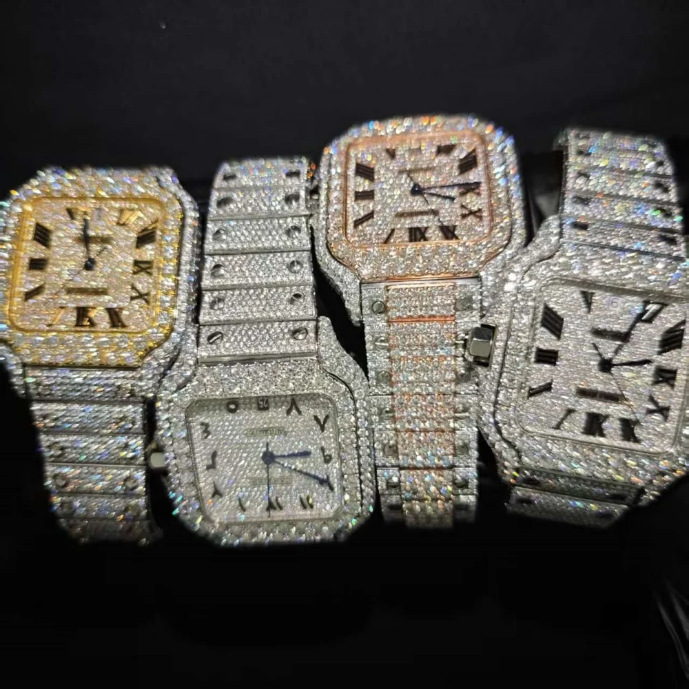 Hip Hop Rappers Artist Hip Hop Iced Out VVS Moissanite Watch High Quality Movement Iced Out for Moissanite Watch Men